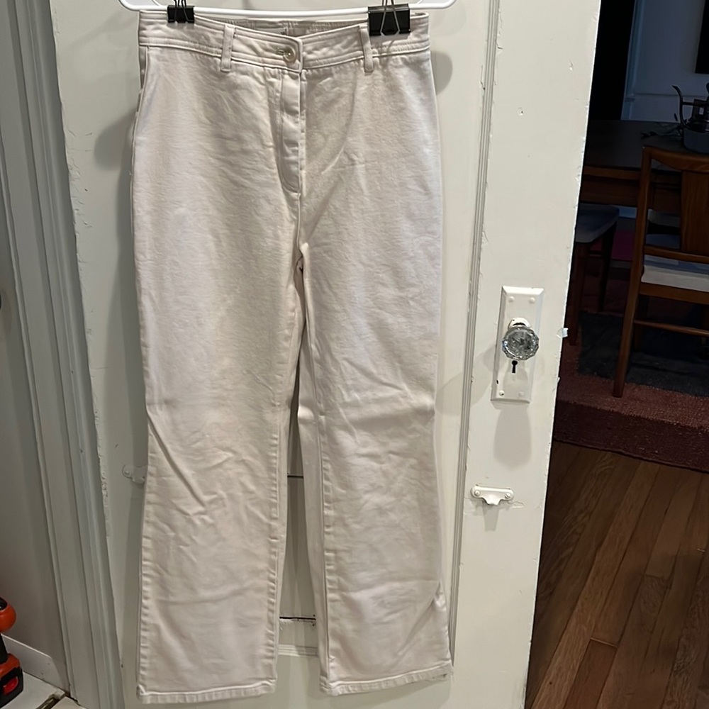 Aritzia Wilfred wide-leg cream-colored denim